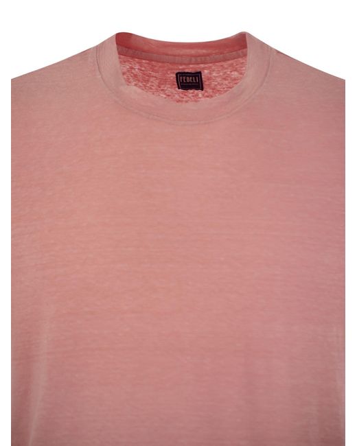 Fedeli Pink Short-Sleeved Crewneck T-Shirt for men