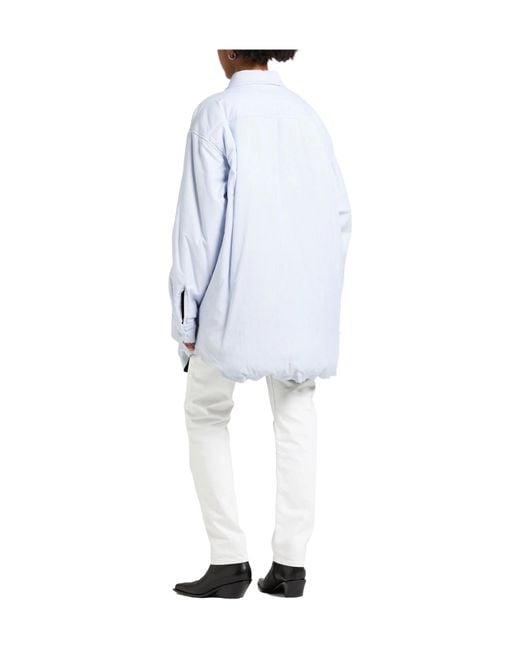 Maison Margiela Blue Fine-Striped Oversized Longline Shirt