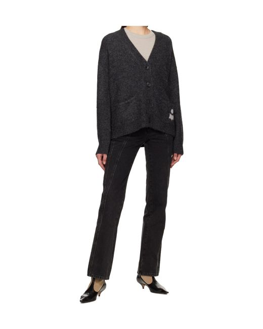 Isabel Marant Black Eborah Button-Down Long-Sleeve Knit Sweater