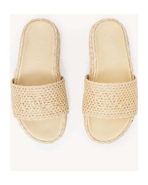 Chloé Natural Chloé Isla Raffia-Effect Slides