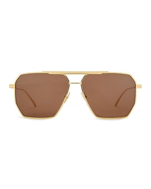 Bottega Veneta White Tone Aviator-Style Sunglasses