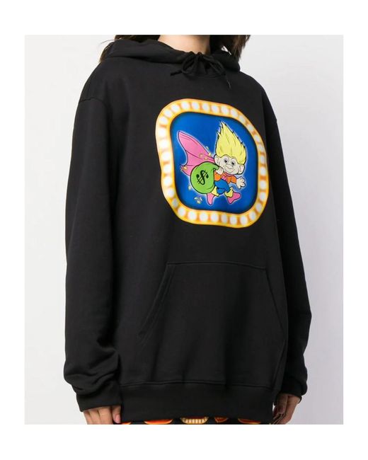 Moschino Black Cartoon Logo Printed Hooded Sweater