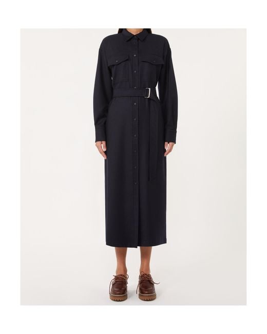 Weekend by Maxmara Blue Wool Flannel Dress