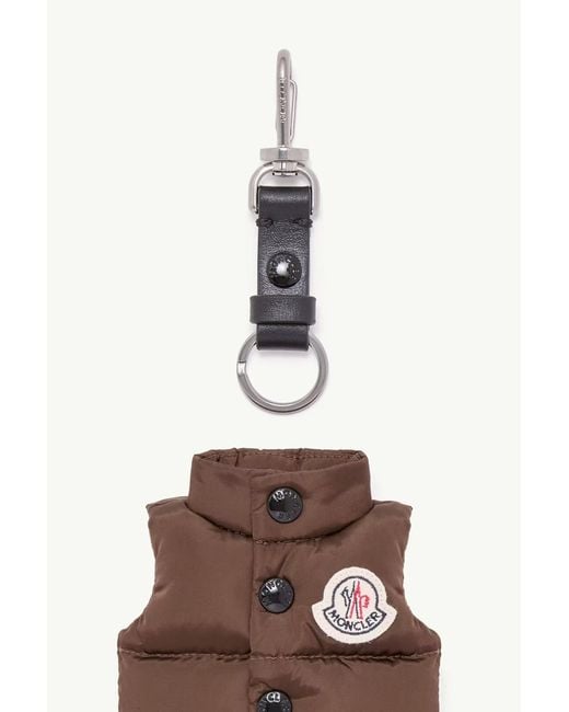 Moncler Brown Down Vest Shape Key Ring for men