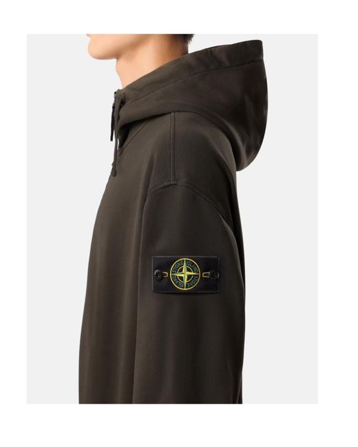 Stone Island Gray Oversized-Fit Zip-Up Hooded Sweatshirt Witth Pockets for men