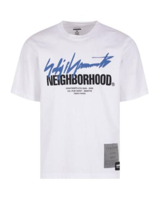 Yohji Yamamoto White Logo-Printed Crewneck T-Shirt for men