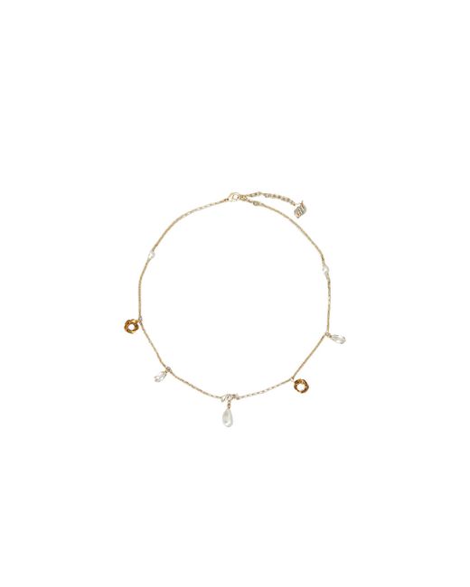 Roger Vivier White Rose Pearls Necklace