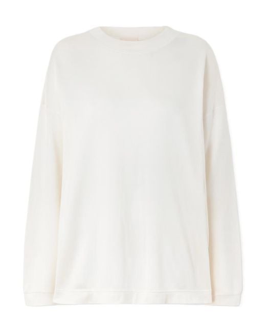 Khaite White Oversized Crew Neck Long-Sleeve Top