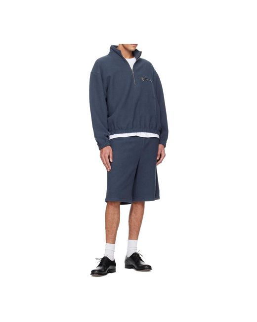 Rier Blue Wool Half-Zip Sweatshirt for men