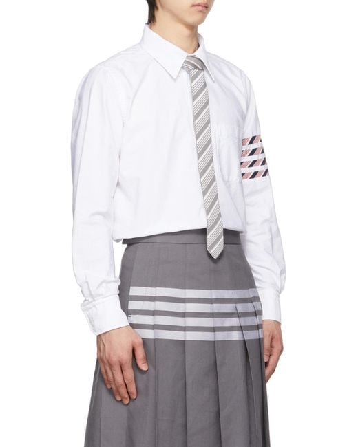 Thom Browne White 4-Bar Oxford Shirt for men