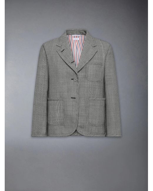 Thom Browne Gray Plaid Wool Suit Jacket