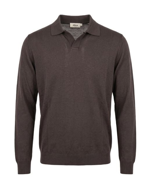 Altea Gray Long-Sleeve Polo Sweater for men