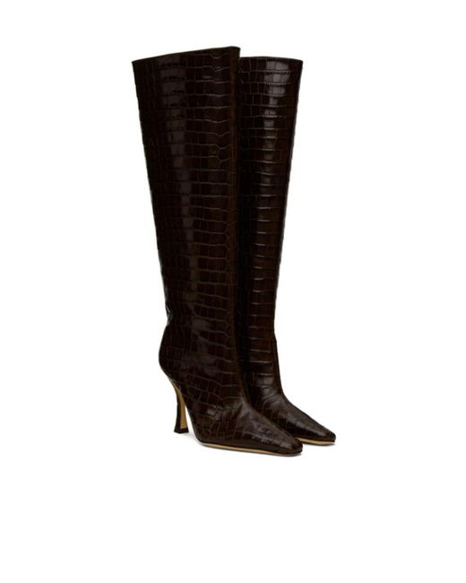 Staud Black Textured High-Heeled Boots