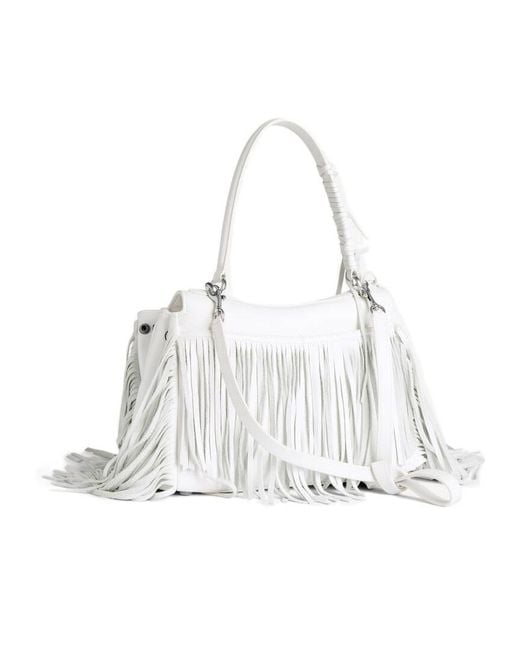 Balenciaga White Rodeo Fringe Detailed Small Handbag