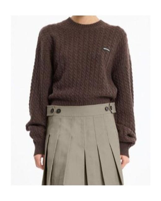 ROTATE BIRGER CHRISTENSEN Brown Long-Sleeved Crew Neck Sweater