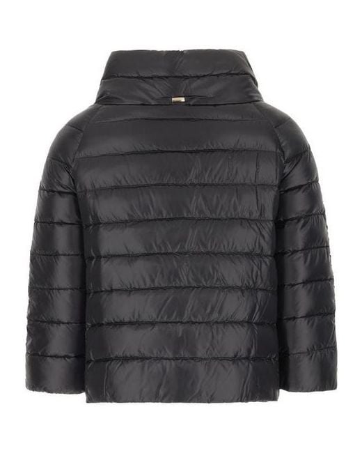 Herno Black Puffer High-Neck Jacket