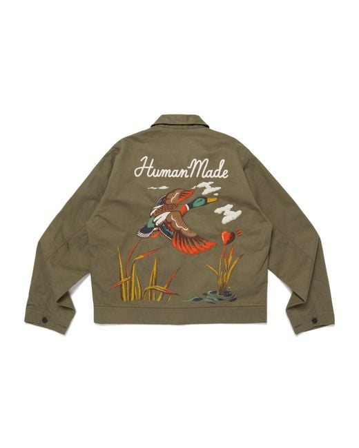 Human Made Green Embroidered Military Jacket for men