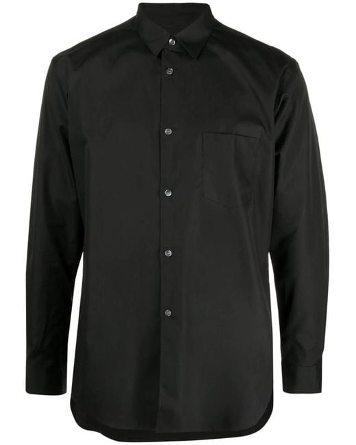 Comme des Garçons Black Pointed Collar Cotton Shirt for men