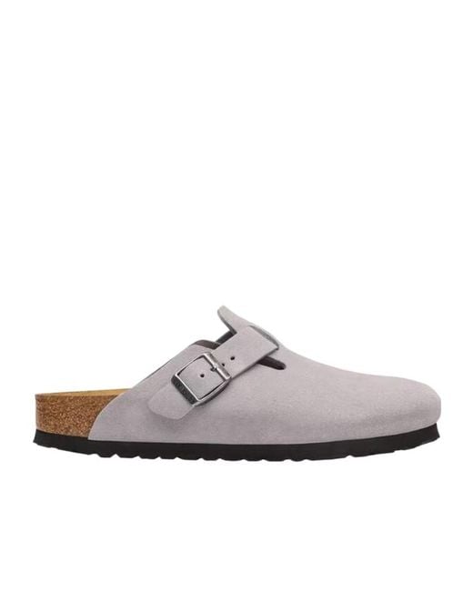 Birkenstock White Boston Round-Toe Flat Mules for men