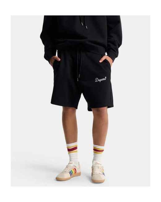 DSquared² Black Signature Relax Fit Shorts for men