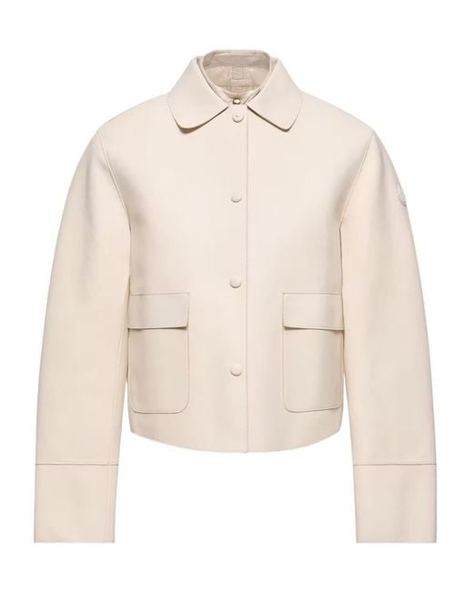 Moncler Natural Haricot 3-In-Leather Down Shirt Jacket