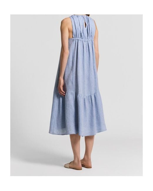 Peserico Blue A-Line Sleeveless Midi Dress