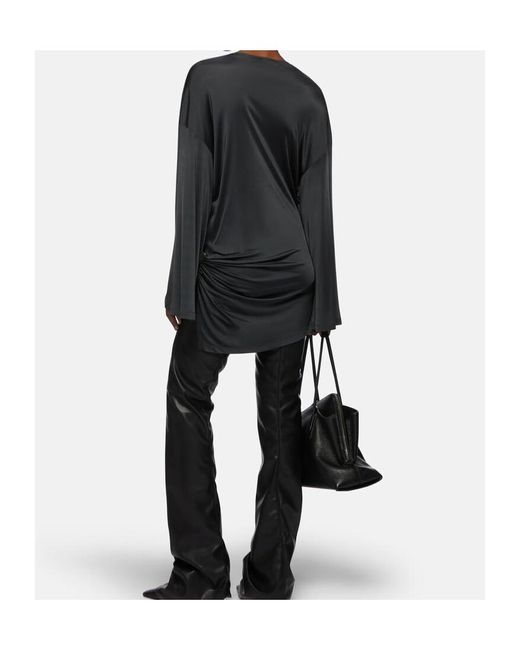 The Attico Black The Ruched Detailed Jersey Mini Dress