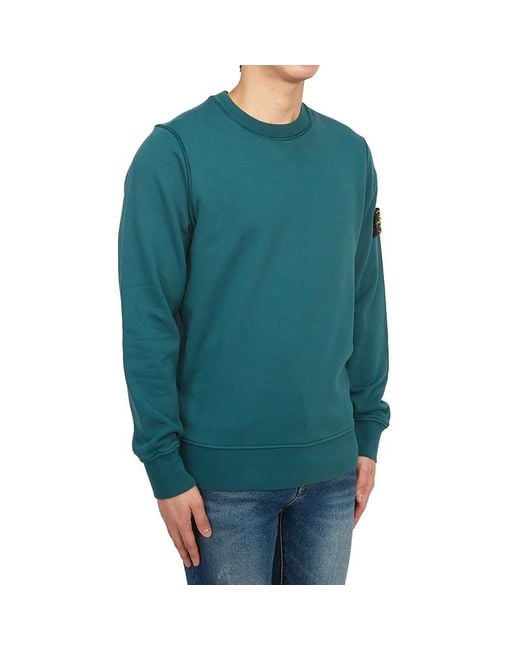 Stone Island Blue Compass-Patch Cotton Sweatshirt for men