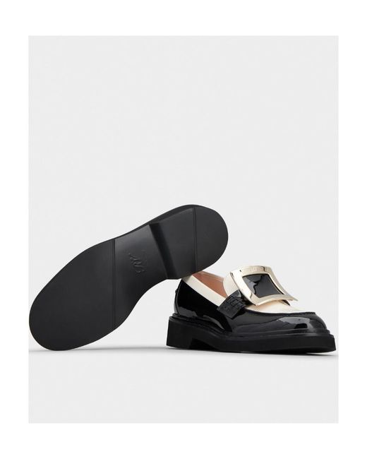 Roger Vivier Black Viv' Rangers Embellished Buckle Loafers