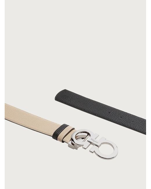 Ferragamo White Ferragamo Gancini Reversible Buckle Belt