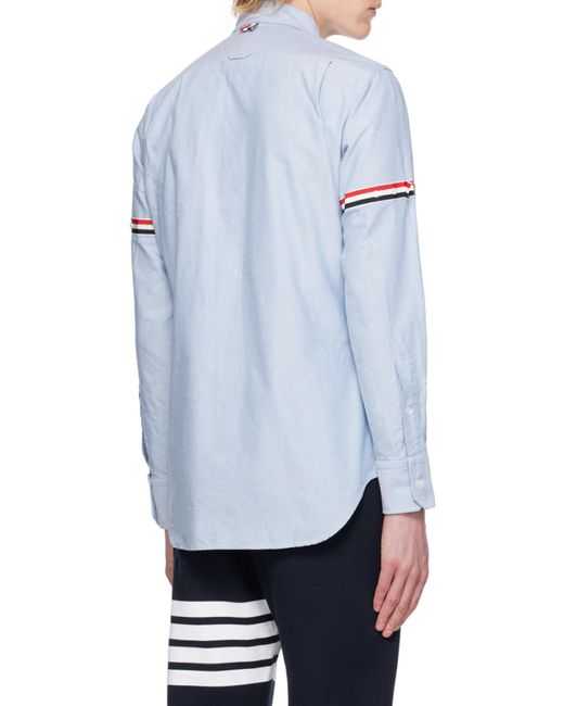 Thom Browne Blue Long-Sleeved Striped Detail Shirt for men