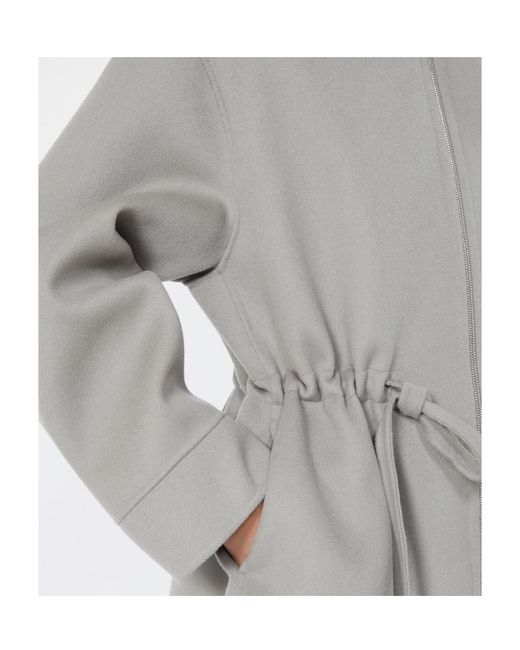 Max Mara Gray Monia Hooded Belted Jacket