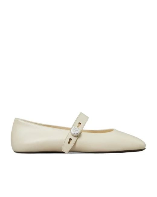 Tory Burch White Romy Mary Jane Ballet Flats
