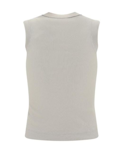Brunello Cucinelli Gray Knitted Crewneck Tank Top