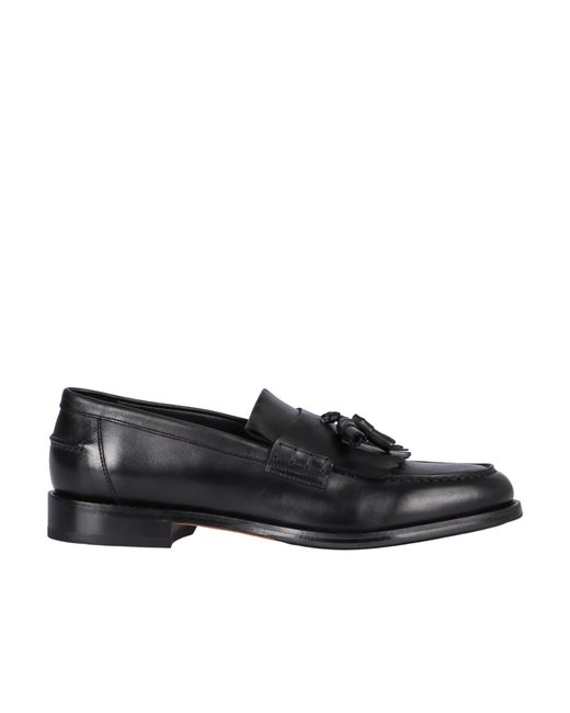 Doucal's Black Tassel Fringe Loafers for men