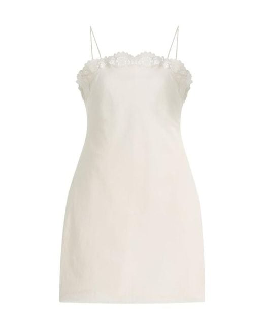 Posse White Lace-Trimmed Mini Dress