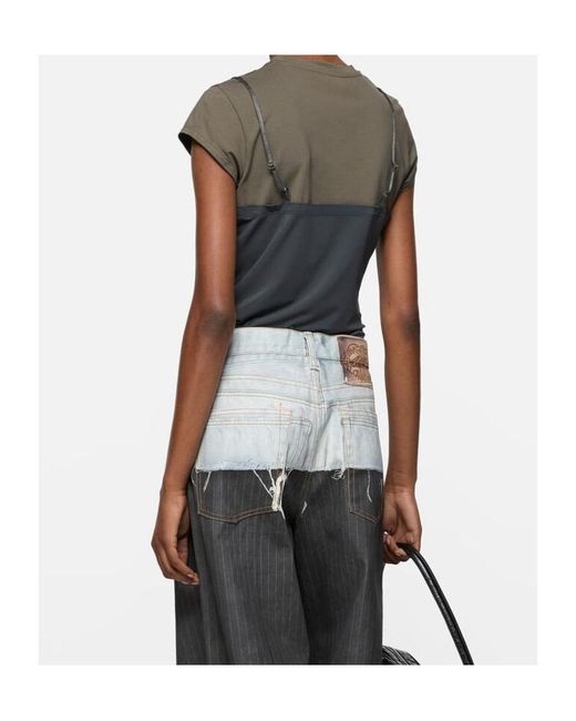 Acne Gray Layered Lace T-Shirt