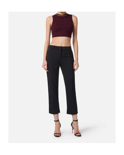 Elisabetta Franchi Blue Lightweight Crêpe Trousers