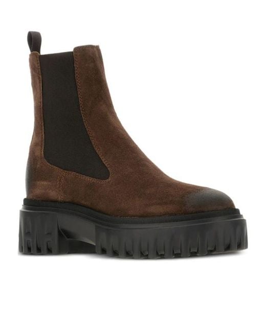 Hogan Brown Slip-On Chelsea Boots