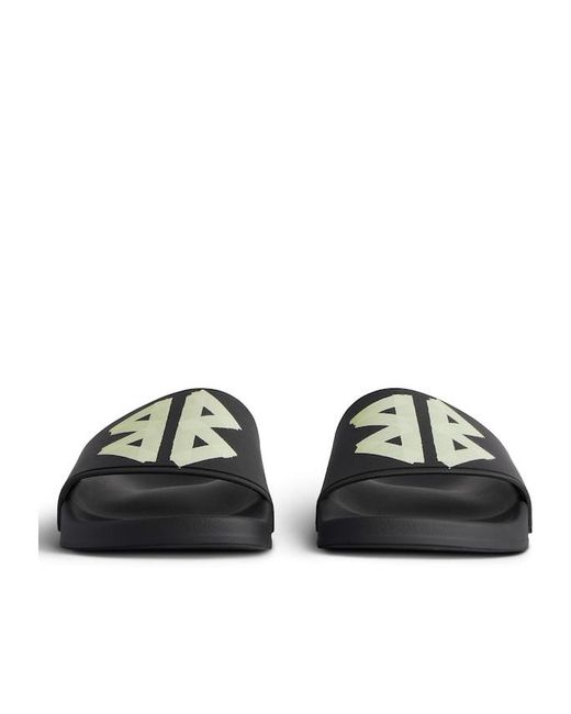 Balenciaga Black Bb Logo Pool Slide Sandals