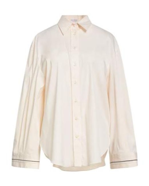 Brunello Cucinelli White Solid Colour Shirts Blouses