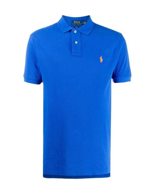 Polo Ralph Lauren Blue Logo Embroidered Short-Sleeved Polo Shirt for men