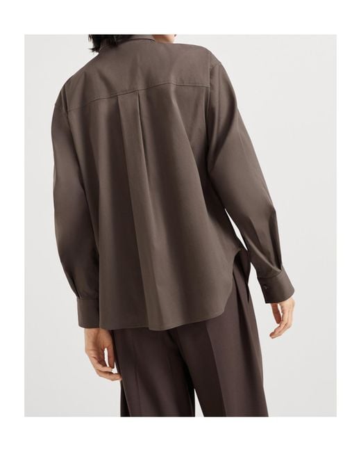 Brunello Cucinelli Brown Long-Sleeved Buttoned Shirt