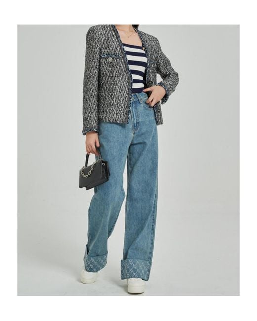Marissa Chiara Blue Diamond-Studded Jeans