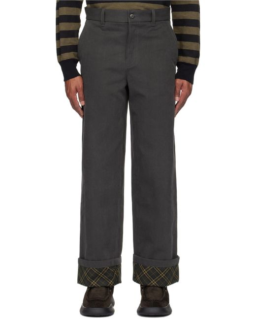 Burberry Black Logo Embroidered Straight Leg Trousers for men