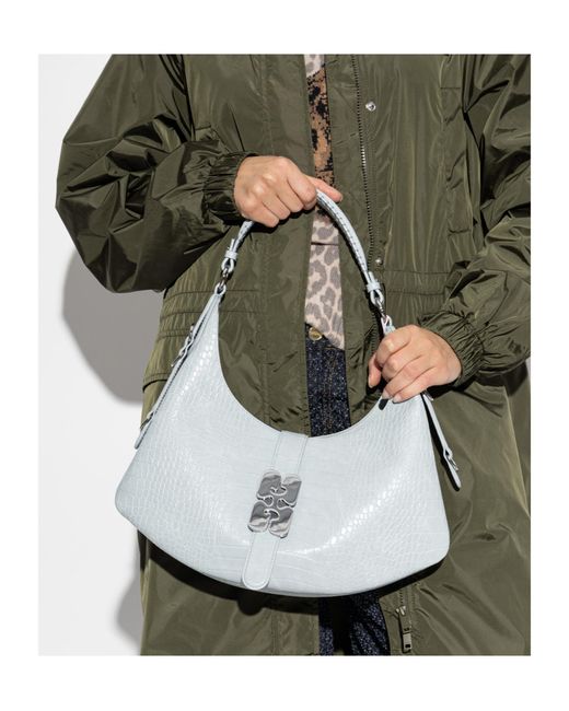 Ganni Gray Leather Tote Bag