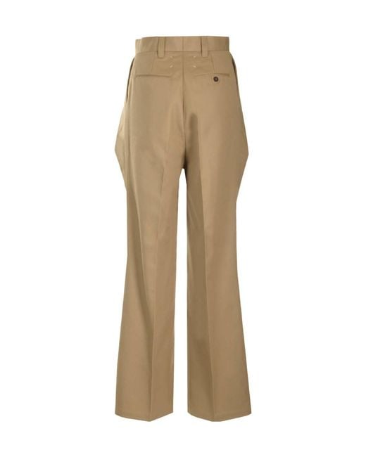Maison Margiela Natural Plated Wide-Leg Pants