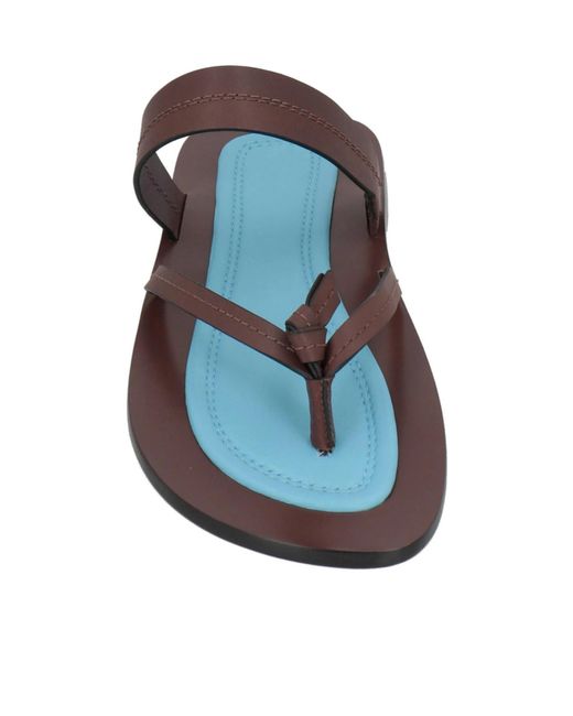 Farm Rio Blue Solid-Color Leather Thong Sandals