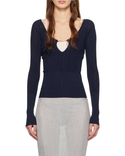 Jacquemus Blue Pralu Ribbed Top