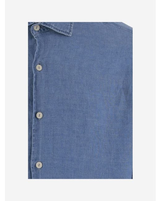 Mc2 Saint Barth Blue Classic Linen Shirt for men